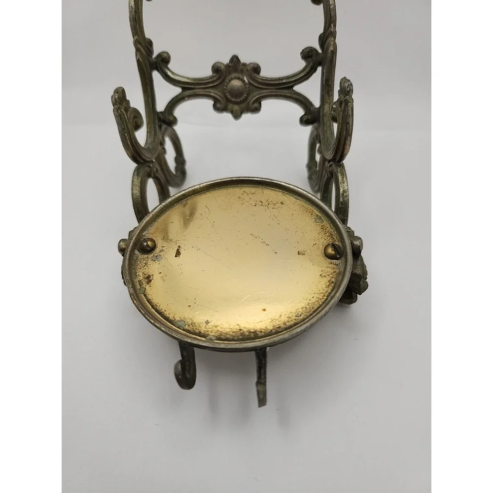 VINTAGE Made in‎ Occupied Japan Brass Tea Cup Display Saucer and Spoon Holder